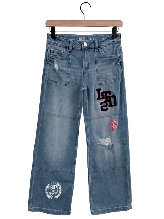 Limited Too Other - Limited Too Blue Wide-Leg Patch Jeans for girls